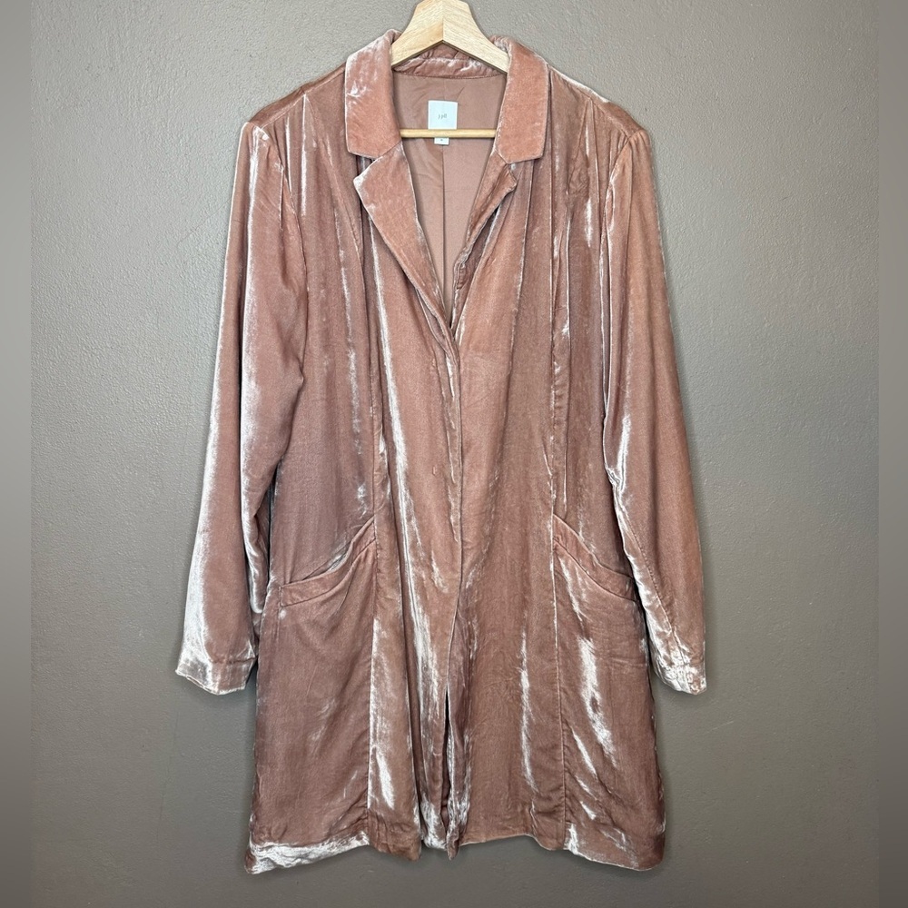JJill Velour Overcoat In Blush Mauve Size Medium Feminine Preppy Boho Streetwear